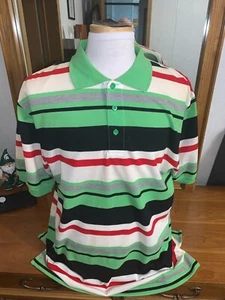 Schwarzlack Herren Poloshirt mehrfarbig gestreift Größe XL Y2K Skateboarding - Bild 1 von 6