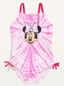 NWT Old Navy Disney Minnie Mouse Pink Tie-Dye One-Piece Swimsuit 18-24mon 2T 4T - Picture 1 of 2