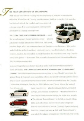 Lrg. Chrysler Town & Country 1996 minivan folleto de ventas/catálogo; LX, LXi, AWD Foto 1 de 4