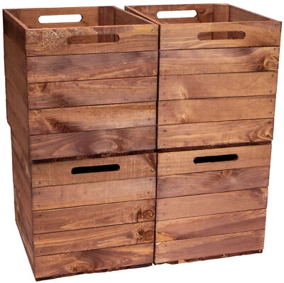 4er set Holzkiste Vintage Ocker passend für Kallax und Expeditregale Einschubbox - Bild 1 von 4