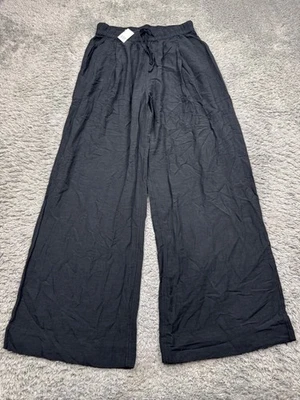 Pantalones Gap Mujer Pequeños Negros Mezcla de Lino Elastizados Pierna Ancha Salón Palazzo Nuevos con Etiquetas Foto 1 de 4