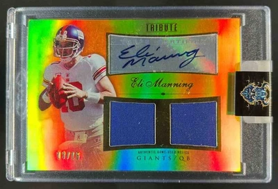 2010 Topps Tribute Eli Manning Auto Dual Jersey #13/20 Giants - Image 1 of 2