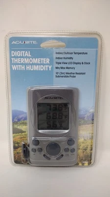 Termómetro digital Acurite con cable para interiores y exteriores con sensor de humedad interior de 10 pies Foto 1 de 2