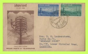 India 1953 Centenary of Indian Telegraphs set First Day Cover, Calcutta - Picture 1 of 1