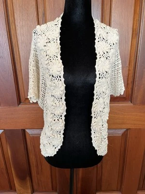 Prendas de punto originales de Yoana Baraschi cárdigan suéter tejido abierto ganchillo talla S Foto 1 de 4