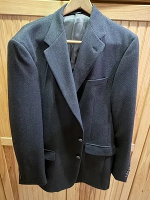 Jaqueta Blazer Burberrys 100% Lã Pura Preto Cinza Escuro 2 Botões Esporte 46XL - Imagem 1 de 4