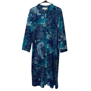 Accappatoio Miss Elaine Petites MP cerniera davanti blu morbido pile salotto casacca - Foto 1 di 8