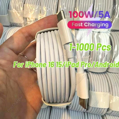 Lote de cable cargador rápido de 100 W USB-C a USB C PD para iPad MacBook Pro iPhone 16 15 Foto 1 de 4