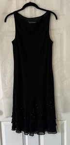 Vestido Jones New York Negro Seda Cuentas Dobladillo Sin Mangas Cóctel Noche Cambio 14 - Imagen 1 de 8