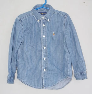 Boys Ralph Lauren Denim Button Down EUC Embroidered Logo 5 Preppy - Picture 1 of 4