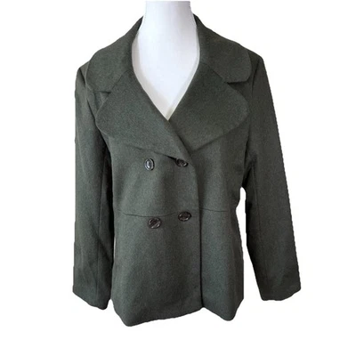 NWT  TALBOTS BRUSHED ITALIAN WOOL DOUBLE BREASTED JACKET Blazer Green Size 6 - Image 1 of 4