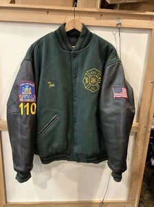Vintage New York Feuerwehrmann Uni Letterman Jacke Spiel Sportbekleidung 1/1 FDNY - Bild 1 von 9