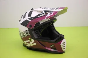 LS2 Helmet Xcode Gloss White Violet Gate Youth Size Medium Off Road Motorcycle - Picture 1 of 6