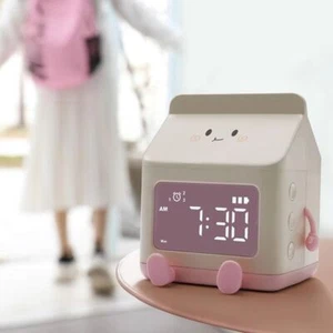 Creative Alarm Clock Milk Box Table Clock Cute Countdown Bedroom - Picture 1 of 14