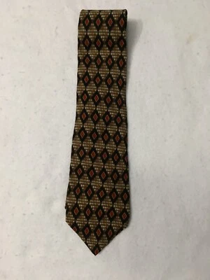 Gravata masculina de seda geométrica extraída vintage Saks Fifth Ave - Imagem 1 de 2
