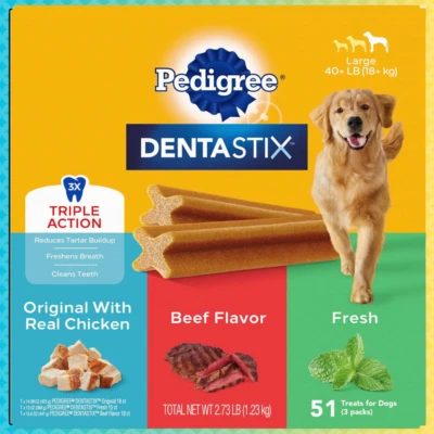 PEDIGREE DENTASTIX Large Dog Dental Care Treats Original, Beef & Fresh Variety - Image 1 of 4