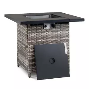 Wicker Outdoor 28" Square Fireplace Propane Fire Pit Patio Gas Table 50,000BTU - Picture 1 of 8