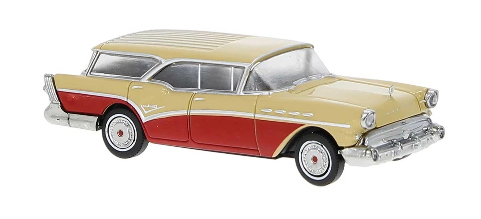 BREKINA 1957 BUICK CENTURY CABALLERO BEIGE / RED HO 1/87 PLASTIC