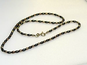 Vintage Sterling Silver Pendant Jewellery 925 Necklace Pearl Black Beige 12.14g - Picture 1 of 6