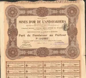 Mines d'OR de l'ANDAVAKOERA (MADAGASCAR) (X) - Picture 1 of 1