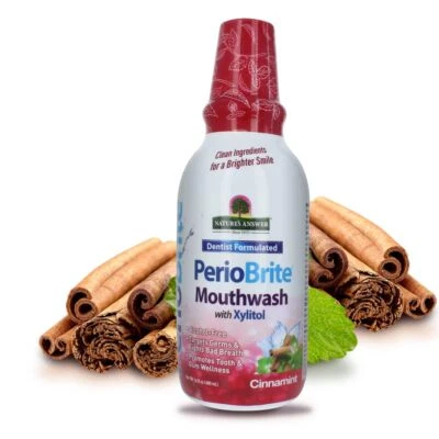 PerioBrite Cinnamint Mouthwash 16 Fl Oz Alcohol Free Bad Breath Relief - Image 1 of 4