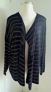 Laura Scott Textured Stripe Drape Cardigan Black Plus 1X NWT* - Picture 1 of 5