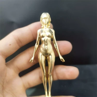 3.5" Solid Brass Girl Nude Female Body Beautiful Statue Body Art Hand Grip Decor - Image 1 of 4