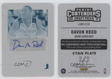 2017-18 Contenders Draft Picks Printing Plate Cyan 1/1 Davon Reed Rookie Auto RC