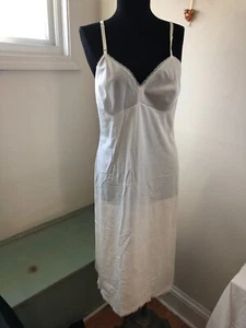 Vintage Vanity Fair Nylon Slip Dress Ivory Size 36 Made in USA - Picture 1 of 16