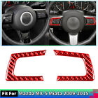 2Pcs Red Car Steering Wheel Carbon Fiber Sticker Trim For Mazda Mx-5 Miata 09-15