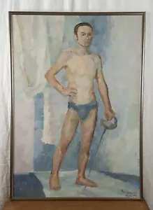 Original oil painting, Male Portrait, Male Nude, Ukrainian artist Vasylenko - Bild 1 von 9
