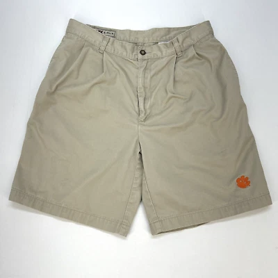 Pantalones Cortos Clemson Tigers Cutter & Buck Cremallera Plisada Frontal Algodón Para Hombre’s 33 Tostado Foto 1 de 4