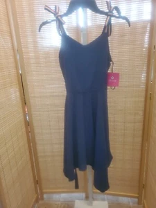 Amy Byer Dress Girls Size 12 Navy Blue Sleeveless Belt Sundress Lined Stretch - Picture 1 of 12