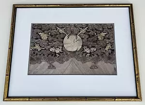 Antique Chinese Silk Embroidered Crane Textile Rectangular Panel. 1900's - Picture 1 of 21