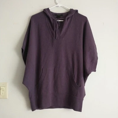 Scoop NYC Sweater Women M Purple Cashmere Hooded Short Sleev Lagenlook Oversize - Image 1 of 4