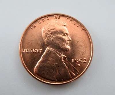 Rollo de centavo Lincoln 1952 D ~ centavos de trigo, monedas BU, rollo de banco original Foto 1 de 3