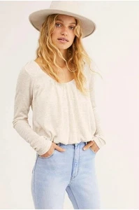 Top corto térmico We The Free Bondi para mujer talla XS avena tejido gofre recortado - Imagen 1 de 2