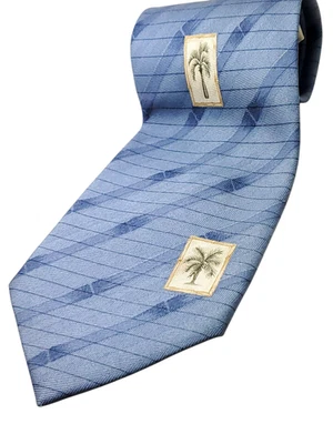 Corbata TOMMY BAHAMA Hecha a Mano 100% Seda Para Hombre Azul Verde Palmera NUEVA Foto 1 de 4