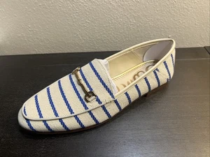 SAM EDELMAN Cobalt Blue Stripe BIT LORRAINE Loafer Flats Slip On 6.5 NEW NIB - Picture 1 of 9