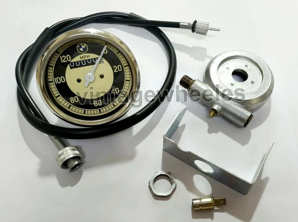 RÉPLICA BMW SPEEDO 0-120 MPH + UNIDAD Y CABLE 55" PULGADAS PARA BMW R25 R26, R50-51 Foto 1 de 4