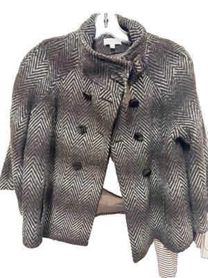 Abrigo de Colección Joseph A. Blazer Mujer 10 Marrón Espiga Doble Pecho Corto Guisante Foto 1 de 4