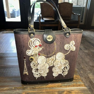 Vintage Poodle Wood Bottom Purse Possibly Enid Collin’s? Extremely Rare Paris - Picture 1 of 11