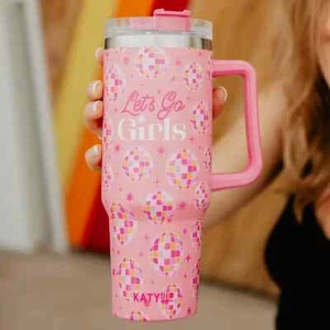 KATYDID LET'S GO TAZZA TUMBLER RAGAZZE CON PAGLIA E MANIGLIA 40 ONCE-ESTATE 2024 - Foto 1 di 2
