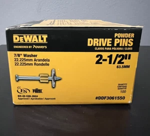 DEWALT 100pcs 2-1/2" Powder 7/8” Washered Drive Pins DDF3061550 Concrete Steel - Picture 1 of 2