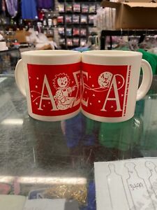 Set of 2 Alpha Sigma Alpha Mascot Plastic Coffee Mugs NEW, RETRO, RETIRED