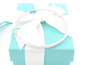 TIFFANY & CO SILVER SIGNATURE BANGLE BRACELET 8" - Picture 1 of 6