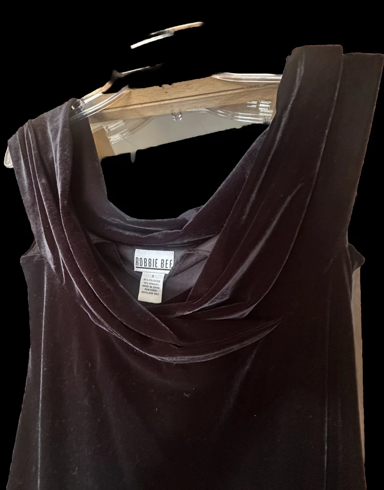 Vtg. Robbie Bee Long Black Maxi Velvet Velour Dress Size 8 - Image 1 of 4