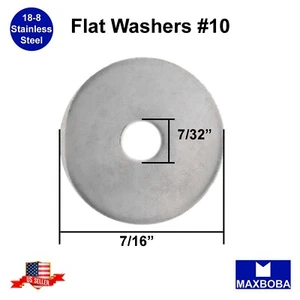 Pack of 5 Flat Washers #10 Stainless Steel 18-8 Corrosion Resistant - Picture 1 of 3