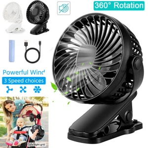 3 Speeds USB Rechargeable Mini Cooling Fan Clip On Desk Baby Stroller Portable - Picture 1 of 22