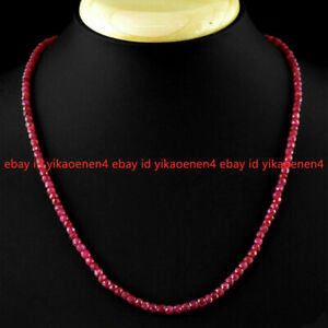 2x4mm Natural Faceted Brazil Red Ruby Gemstone Rondelle Beads Necklace 16-28''